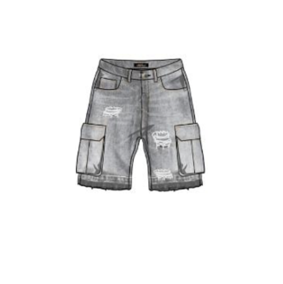 Ripped Cargo Jorts - Grey