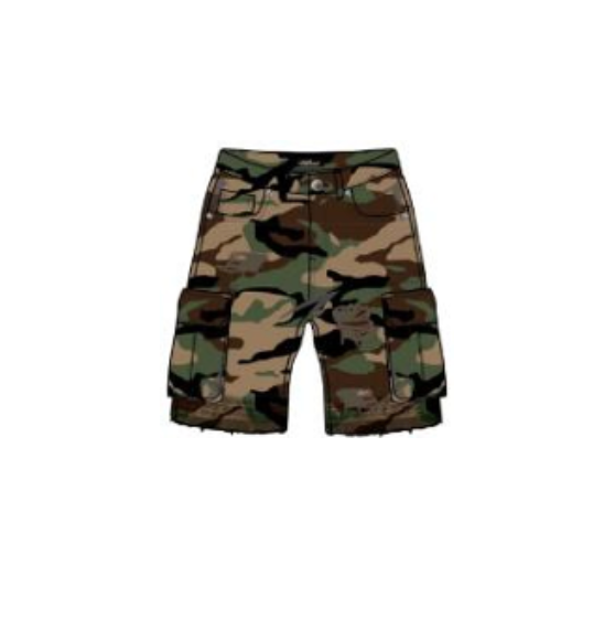 Ripped Cargo Jorts - Camo