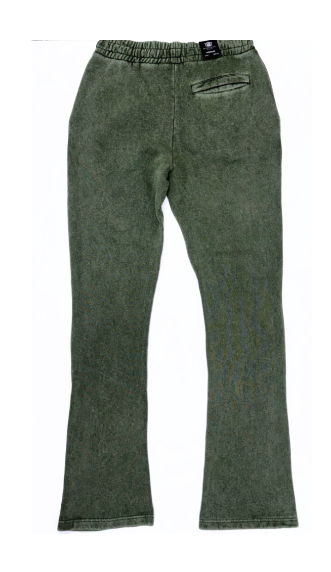 Stacked Fleece Sweats - Acid Wash Green