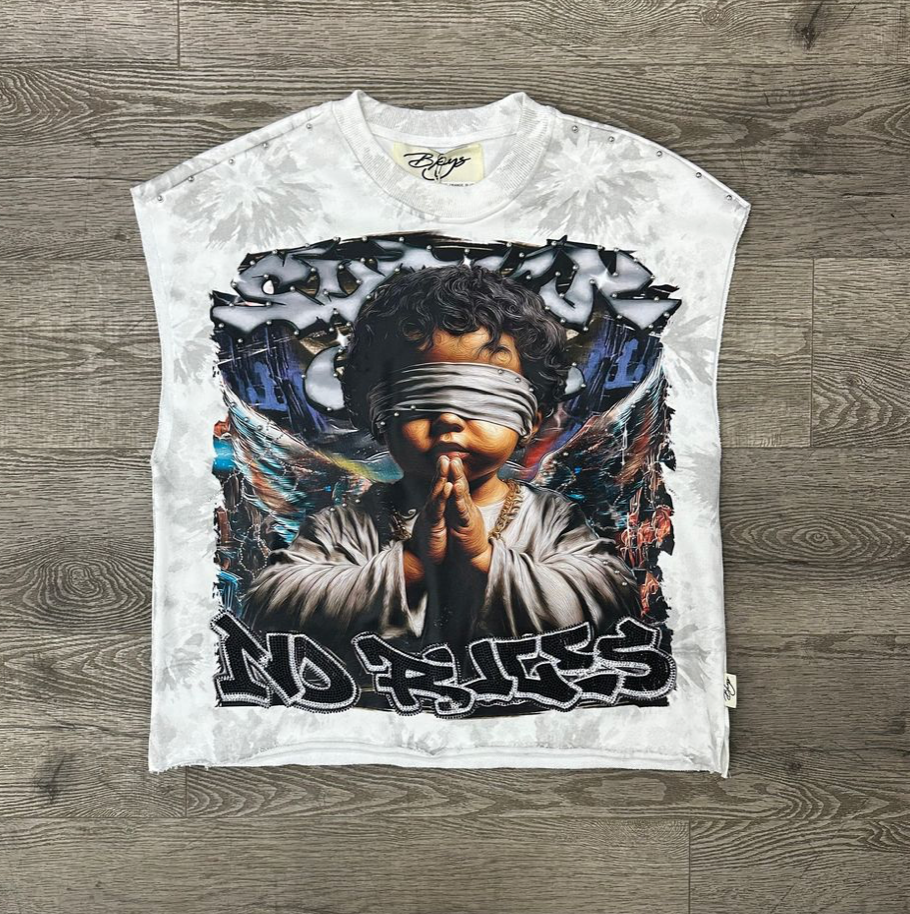 Sinner Club Cropped Muscle Tee - White