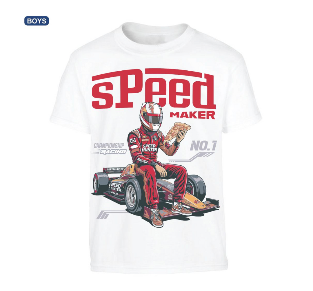 Kids Speed Graphic Tee - White