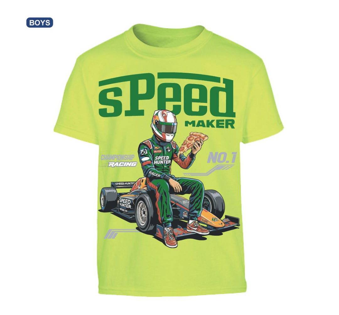Kids Speed Graphic Tee - Neon Green