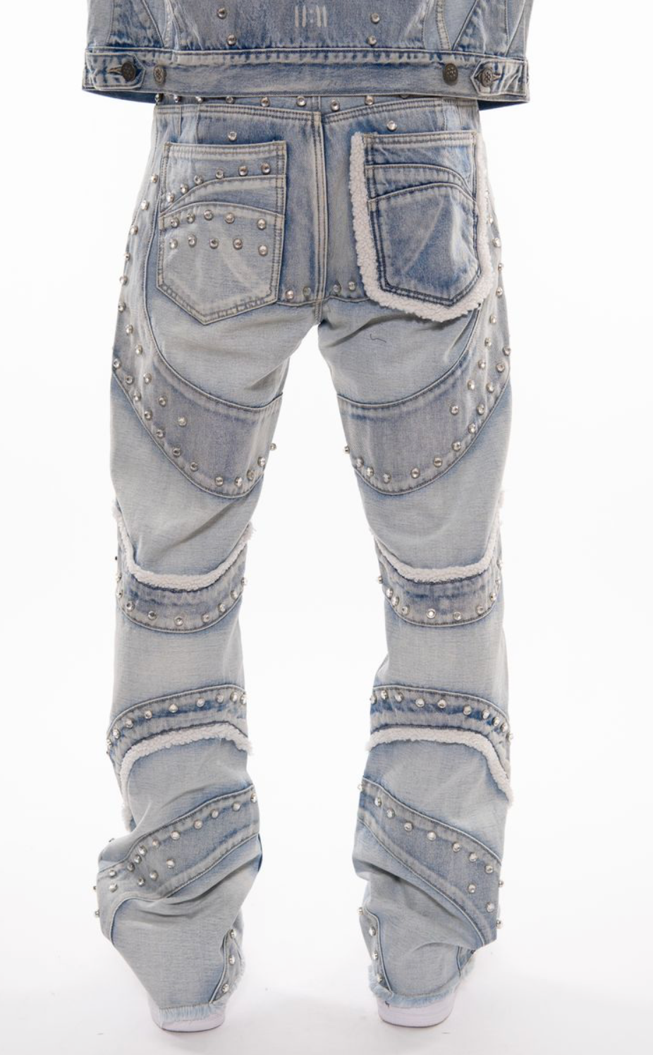 Gunzinii Baggy Studded Jeans - Light Blue
