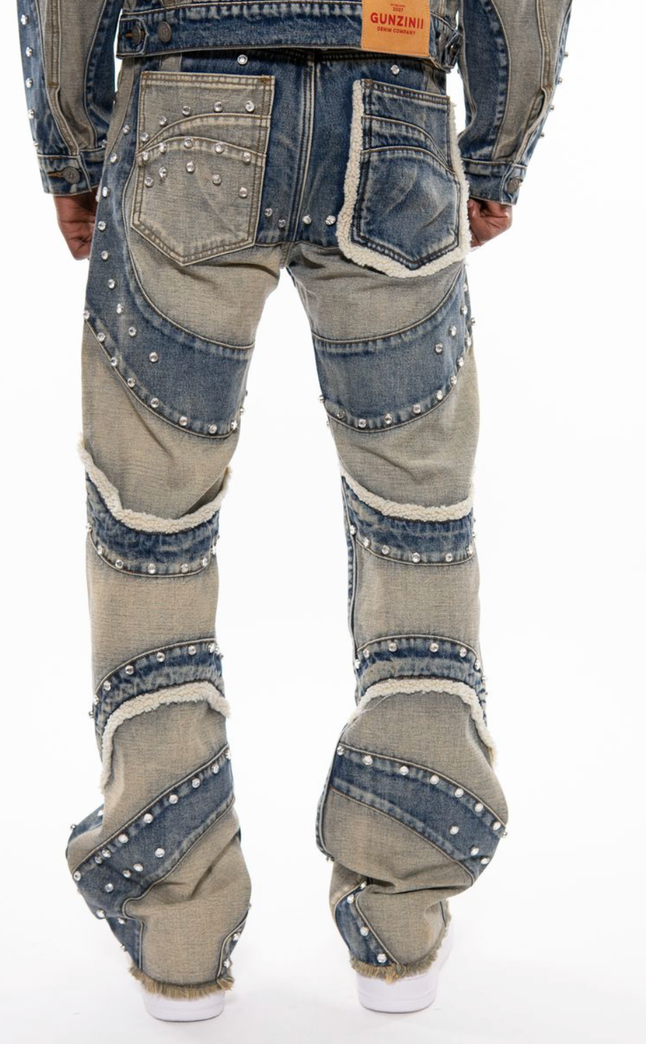 Gunzinii Baggy Studded Jeans - Wash Blue