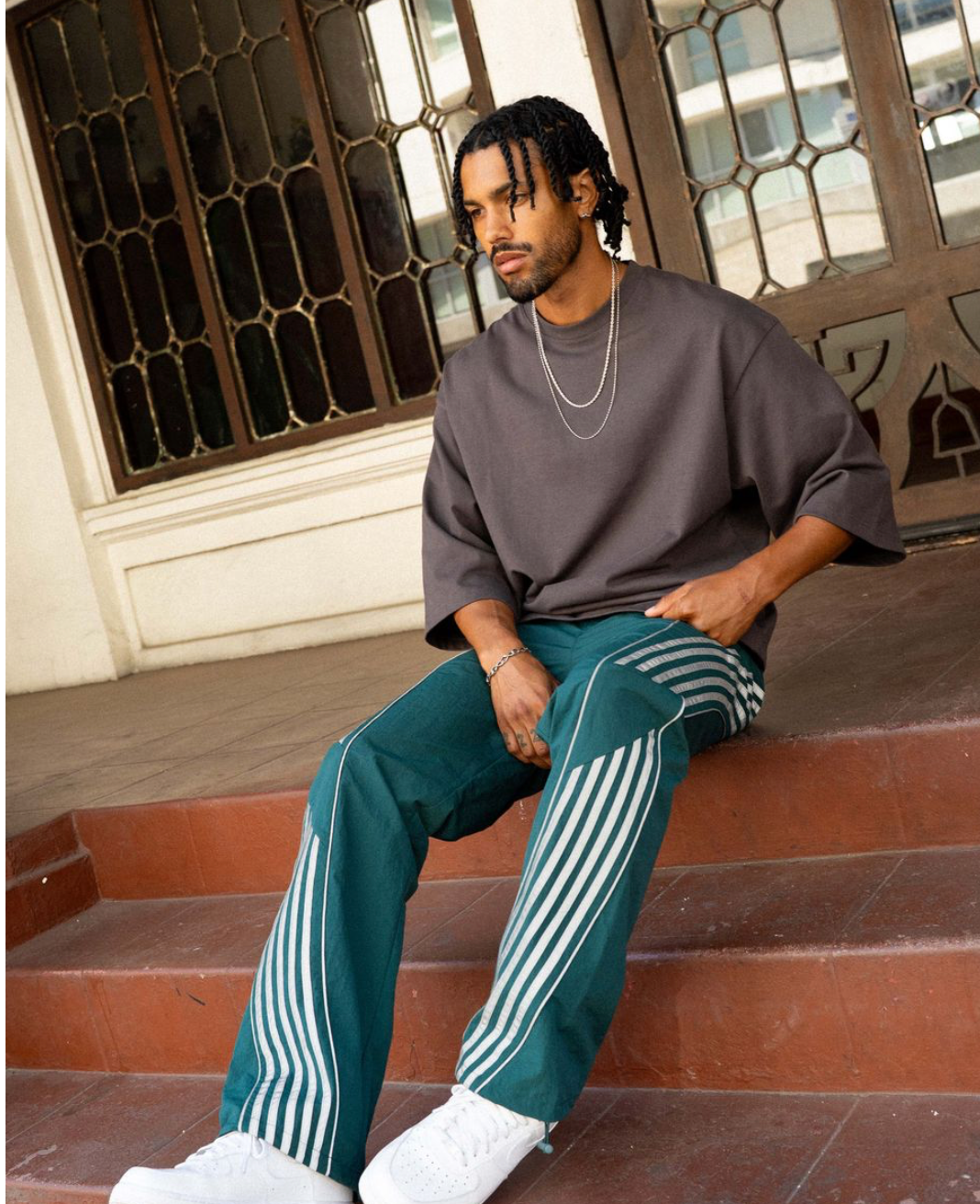 Nylon Baggy Roundy Pants - Forest Green