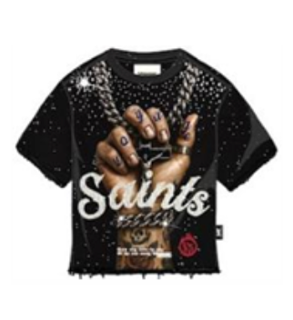 Saints Cross Cropped Tee - Black