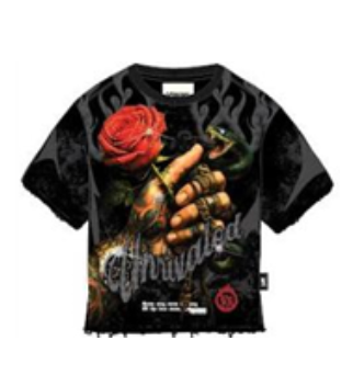 Rose Cropped Tee - Black