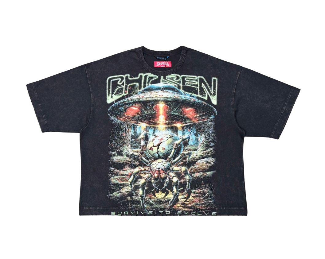 Cyber Spider Cropped Tee - Black