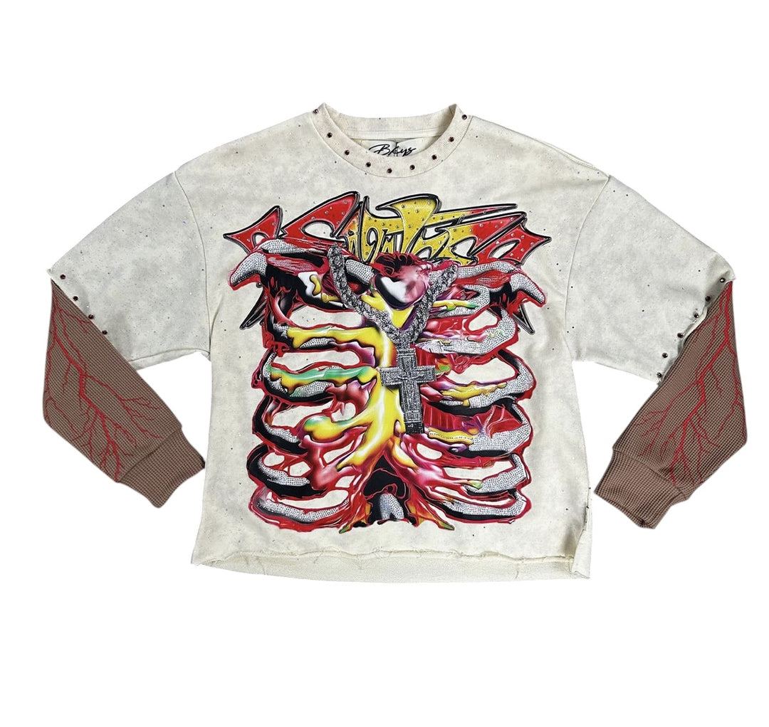 Greatness Long Sleeve Cropped Tee - Off White