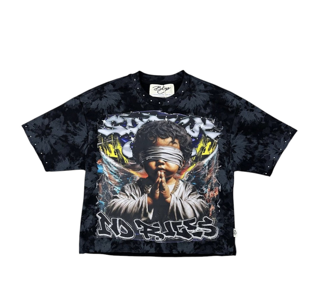 Sinner Club No Rules Cropped Tee - Black