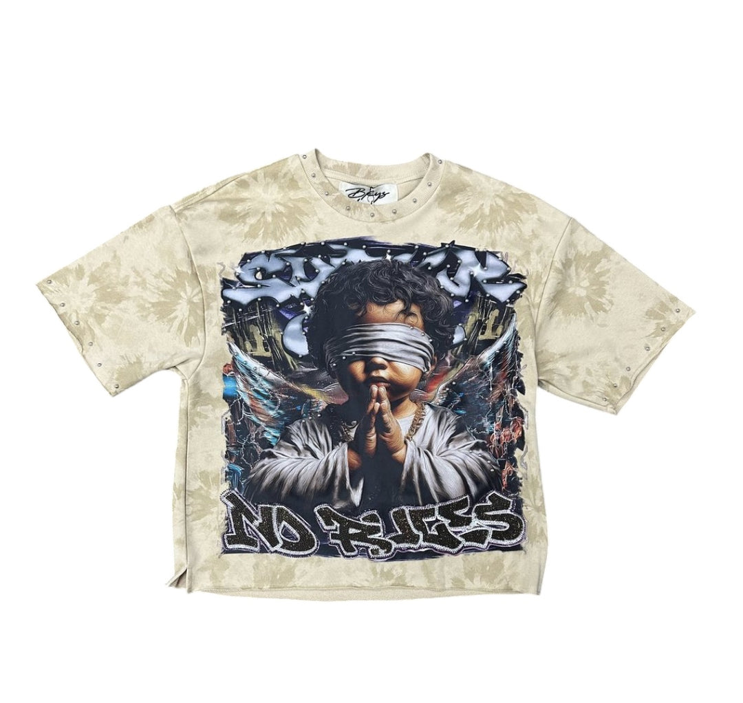 Sinner Club No Rules Cropped Tee - Beige