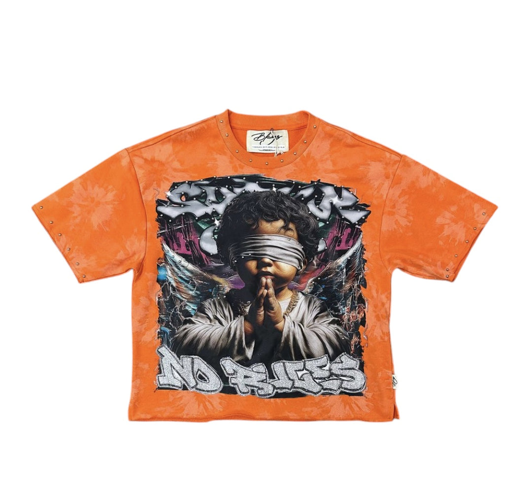 Sinner Club No Rules Cropped Tee - Orange