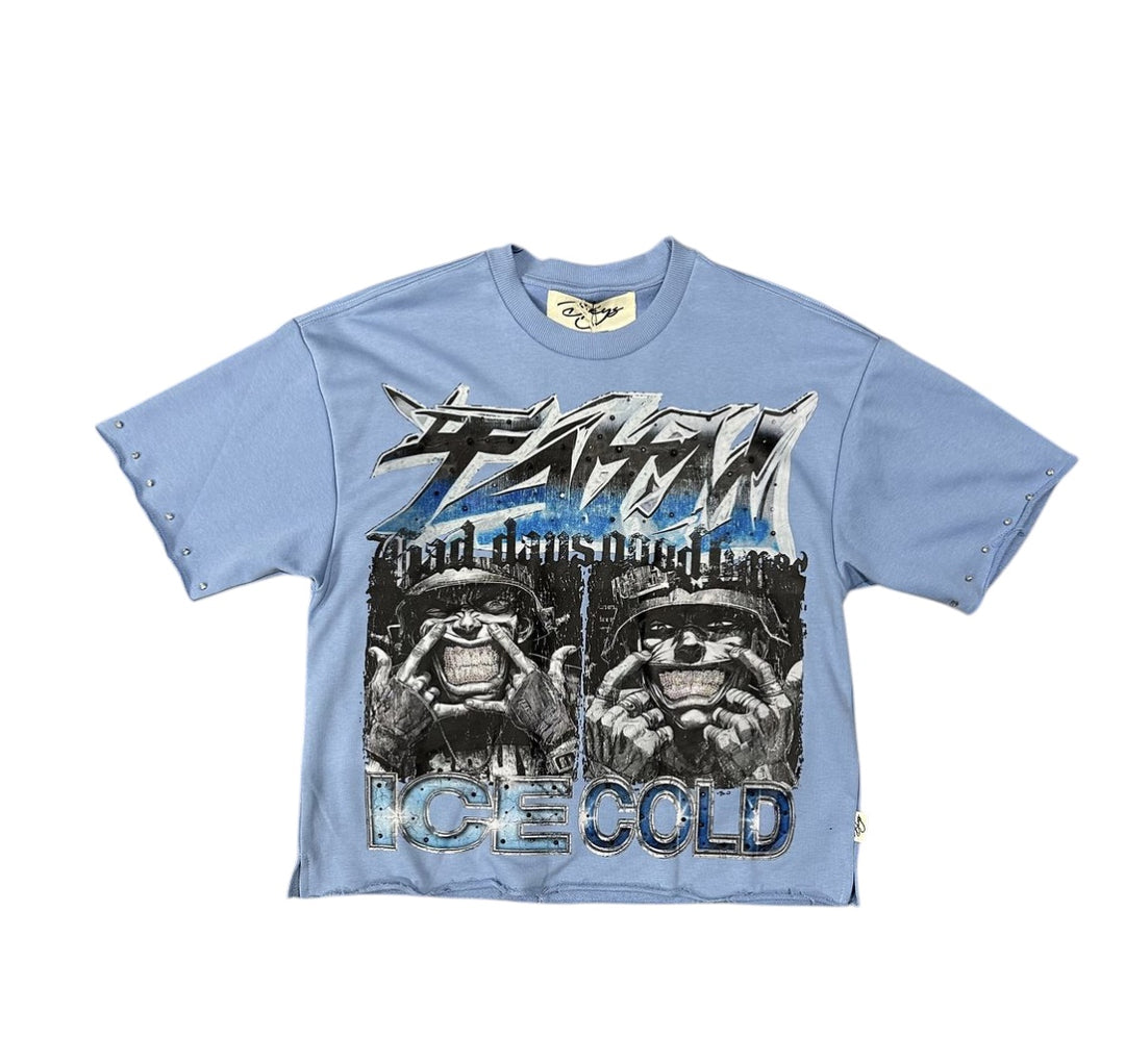 Faith Cropped Tee - Sky Blue