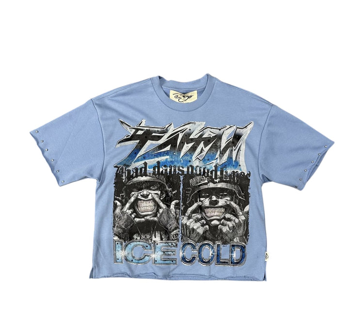 Faith Cropped Tee - Sky Blue