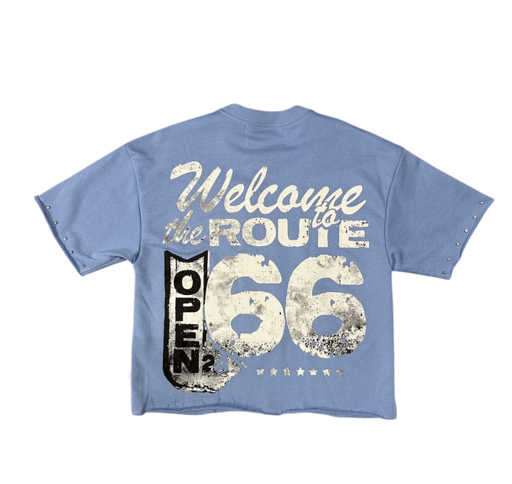 Faith Cropped Tee - Sky Blue