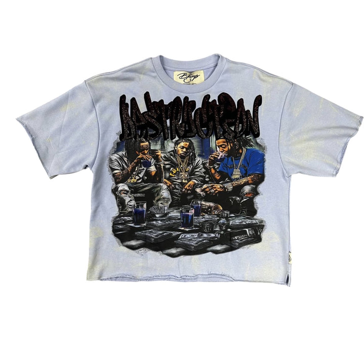 Destruction Cropped Tee - Ice Blue