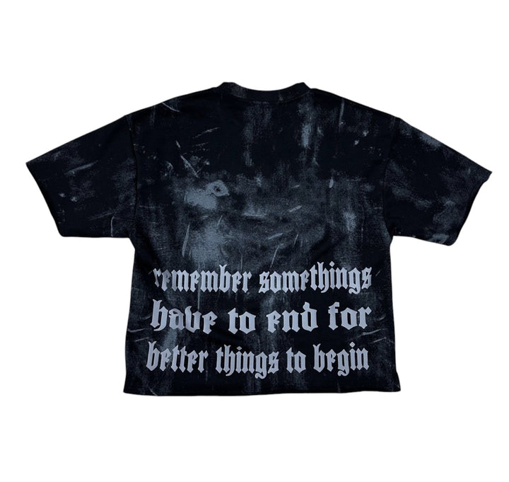 Destruction Cropped Tee - Black