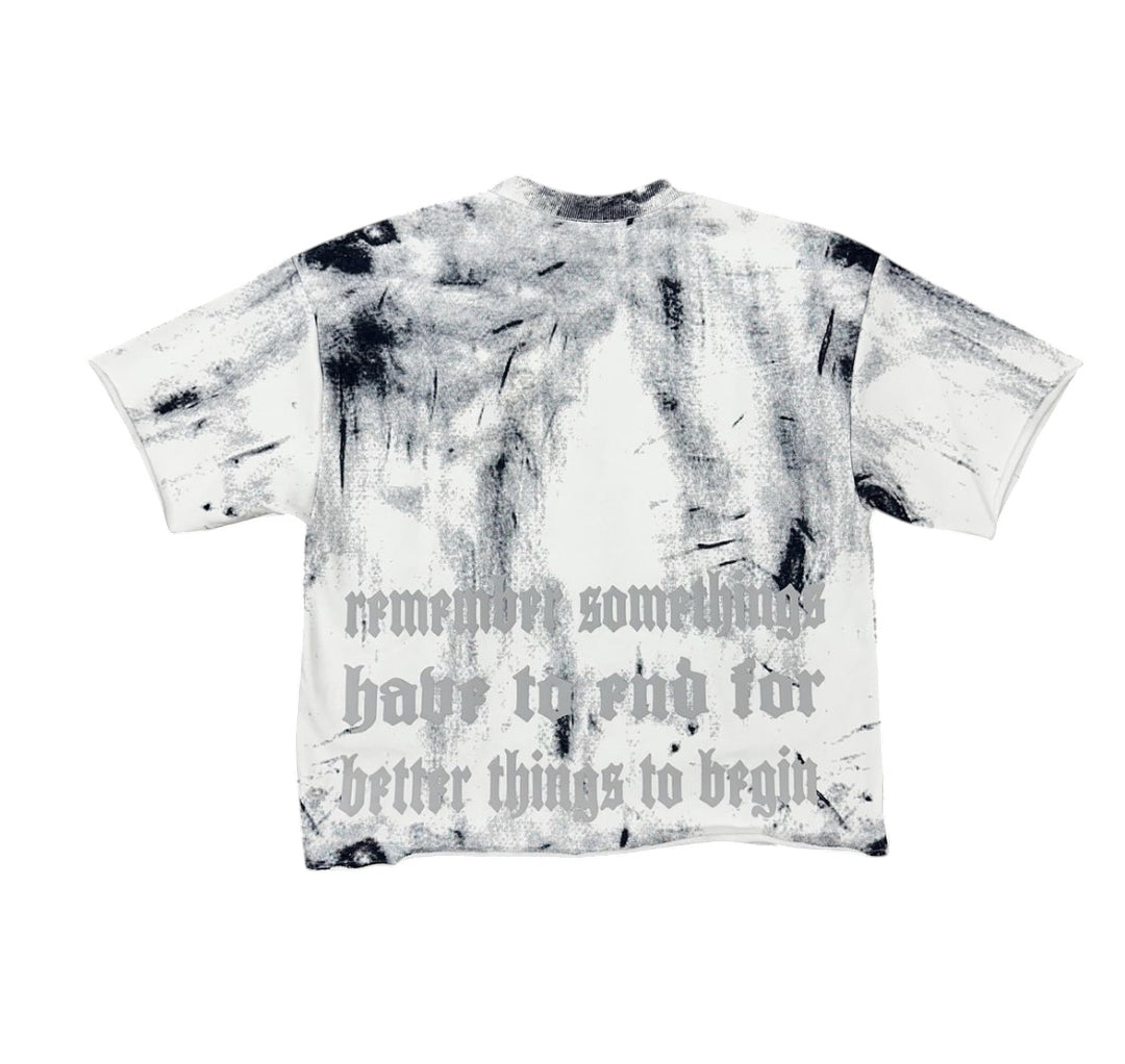 Destruction Cropped Tee - White