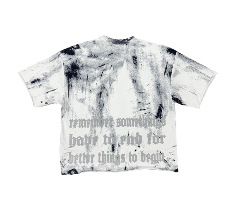 Destruction Cropped Tee - White
