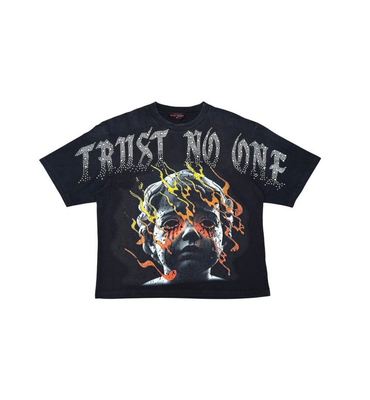 TRUST NONE TEE W/ RHINESTONE DETAIL