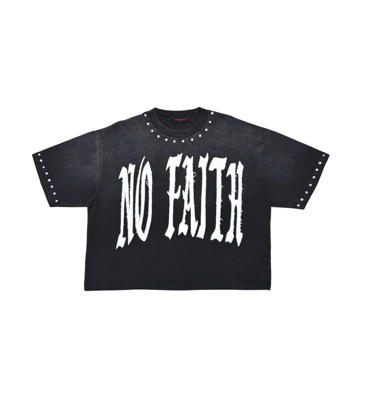 NO FAITH BOXY TEE W/ RHINESTONE DETAIL