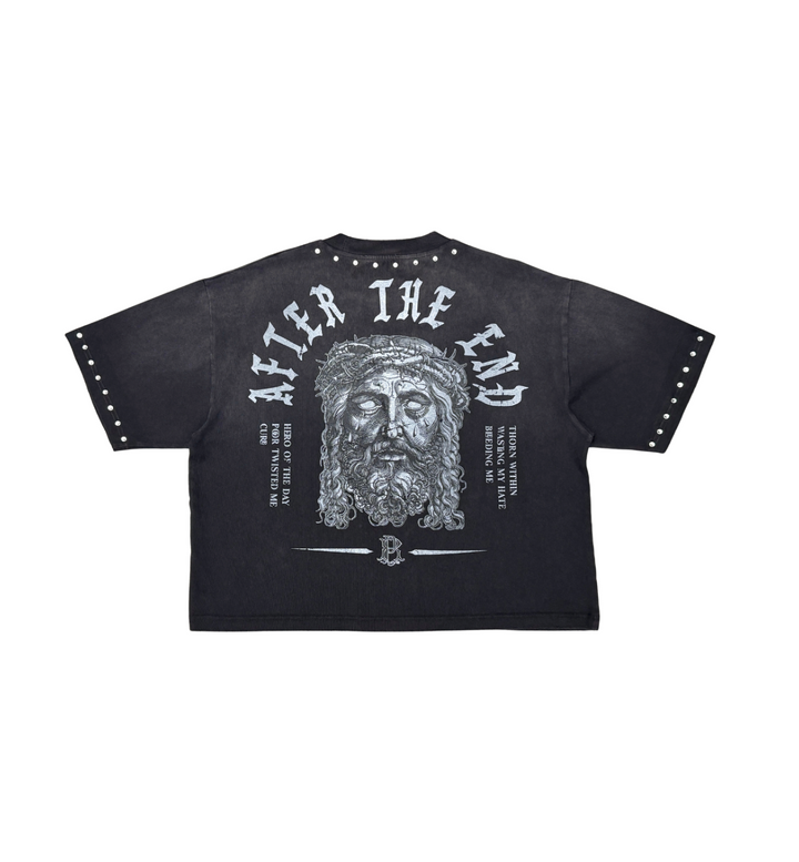 NO FAITH BOXY TEE W/ RHINESTONE DETAIL