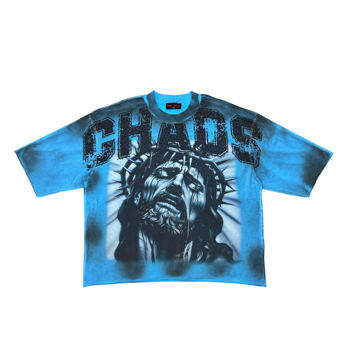 CHAOS WASHED TEE W/ RHINESTONE DETAIL