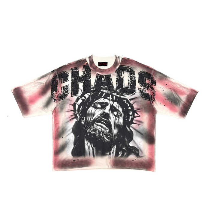CHAOS WASHED TEE W/ RHINESTONE DETAIL
