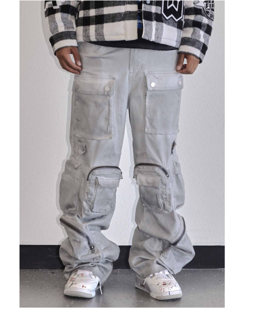 Y2k Utility Cargo Pants - Grey Stone