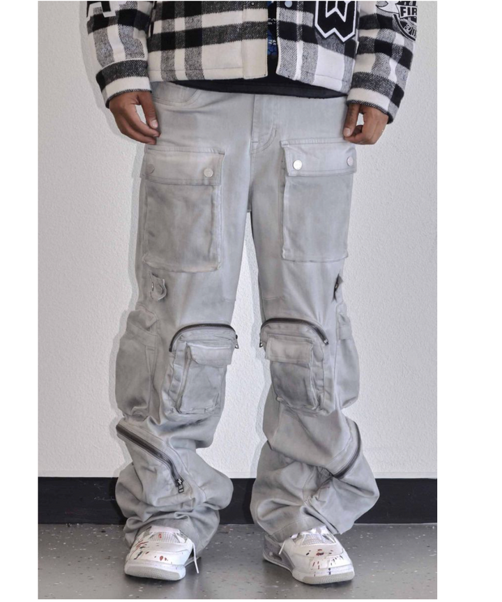 Y2k Utility Cargo Pants - Grey Stone