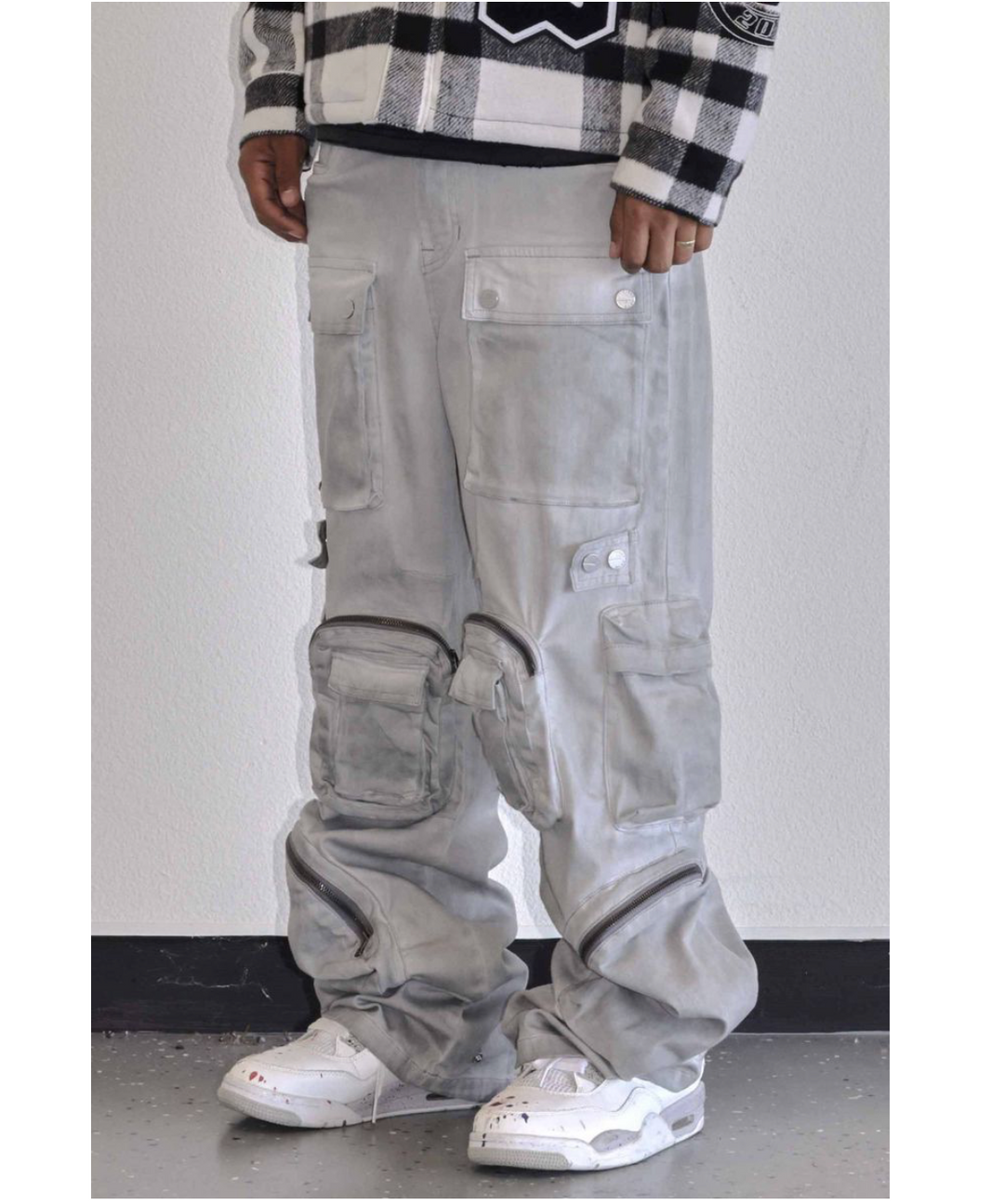 Y2k Utility Cargo Pants - Grey Stone