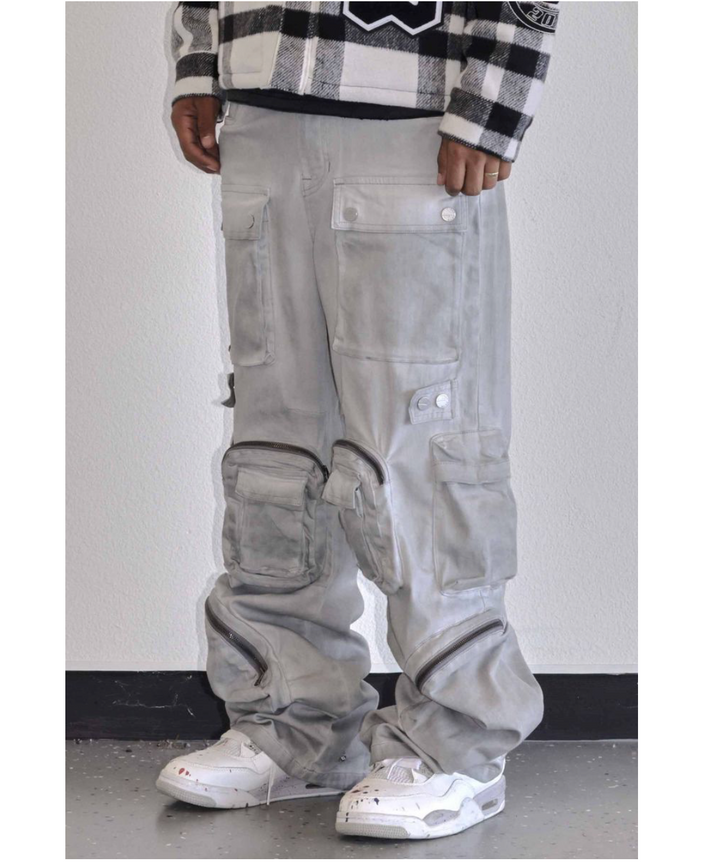 Y2k Utility Cargo Pants - Grey Stone