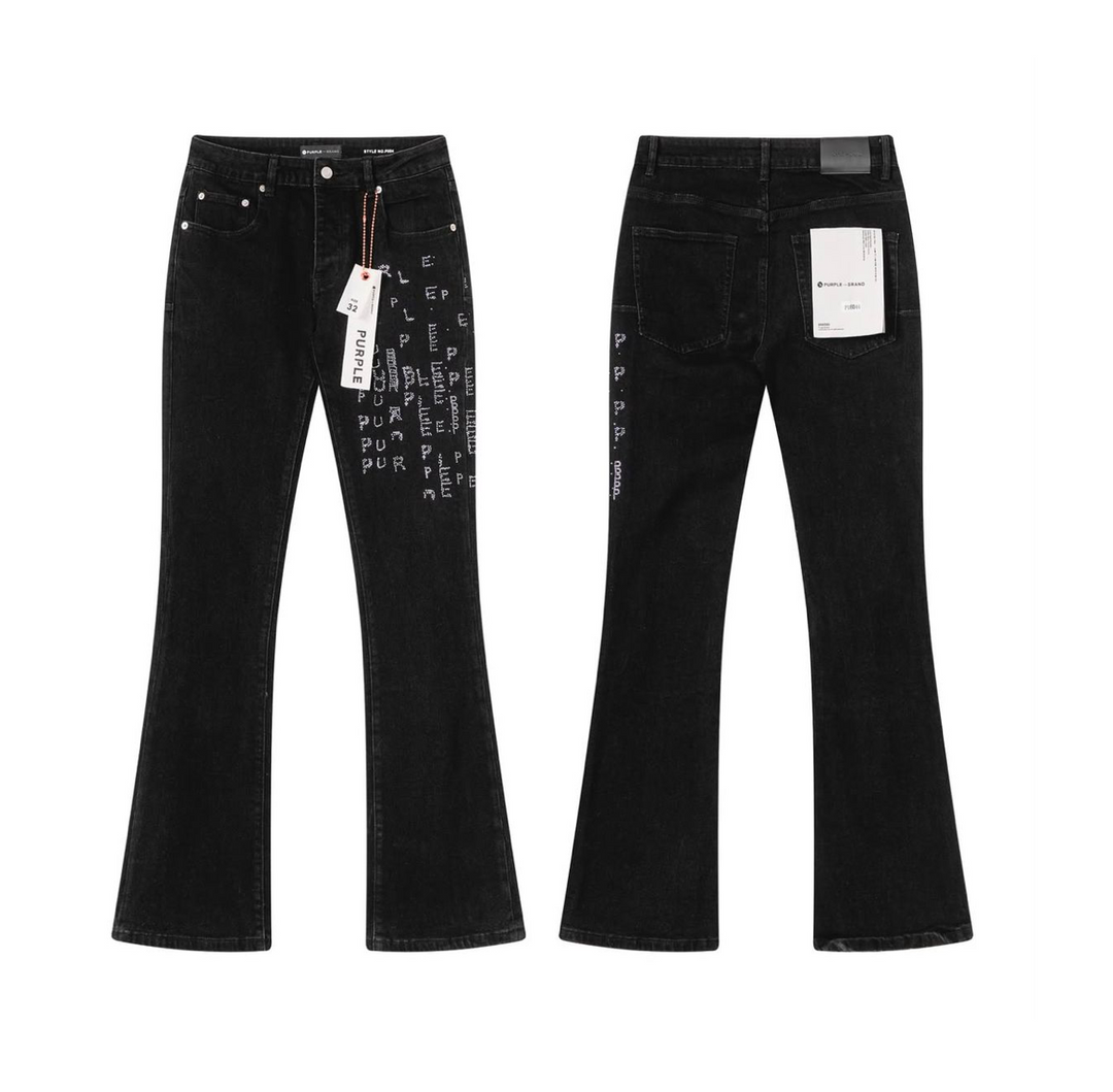 "Purple" Brand Stacked Fitted Jeans - Black