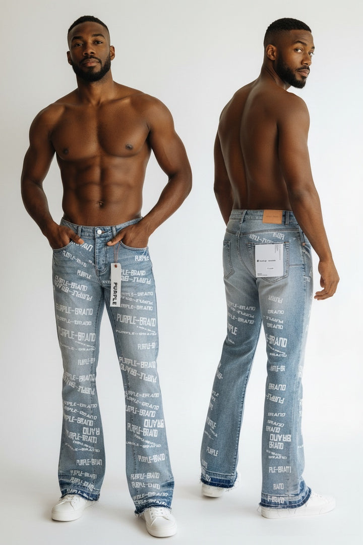 Purple Brand Light Blue Jeans – Screen Print Lettering