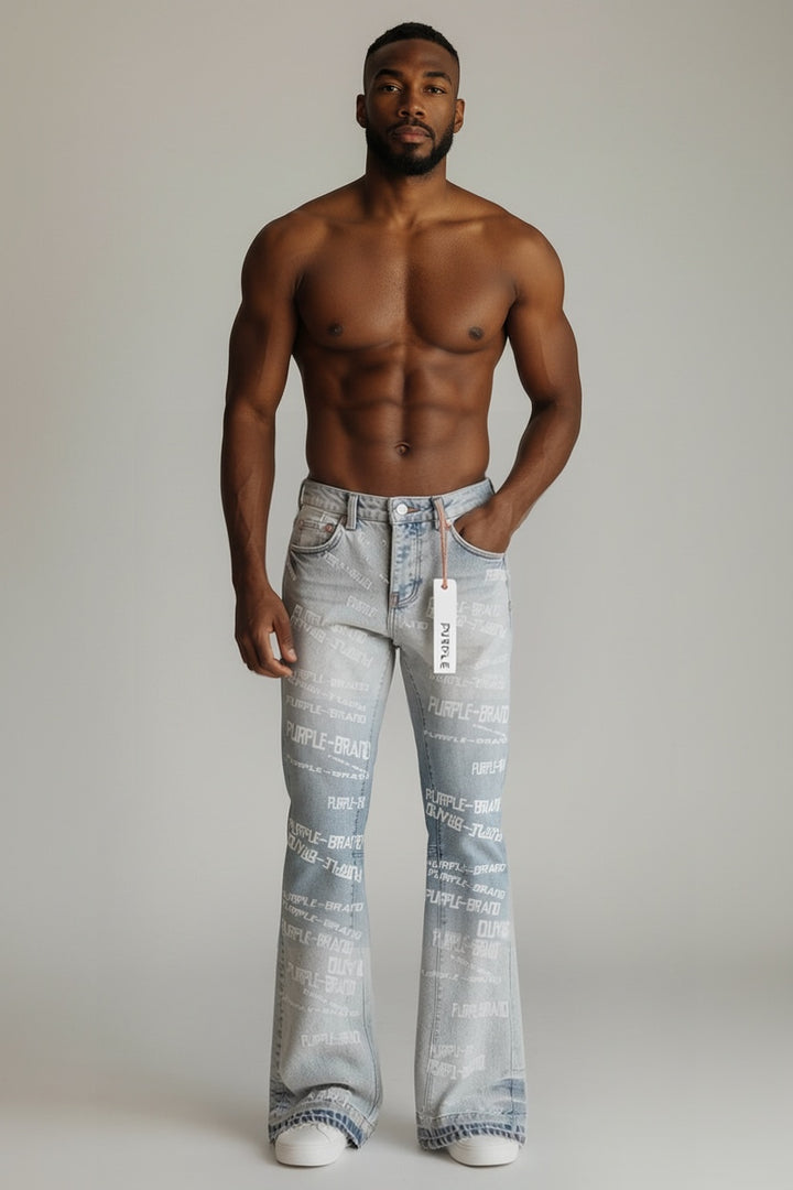 Purple Brand Light Blue Jeans – Screen Print Lettering