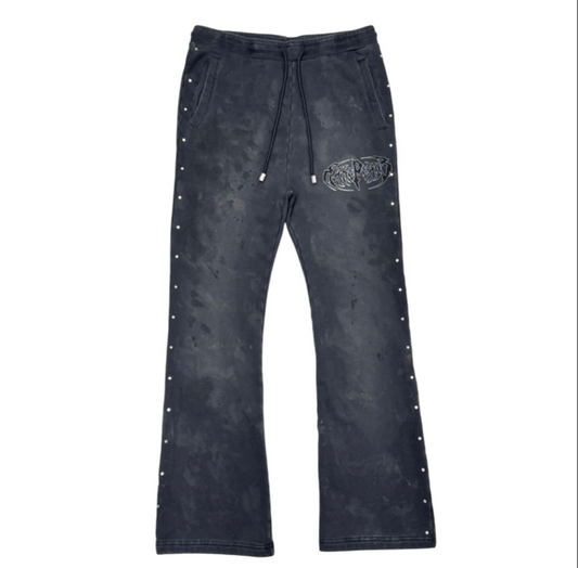 Stacked F-Terry Jogger w/ Plaid Cut & Sew - Black