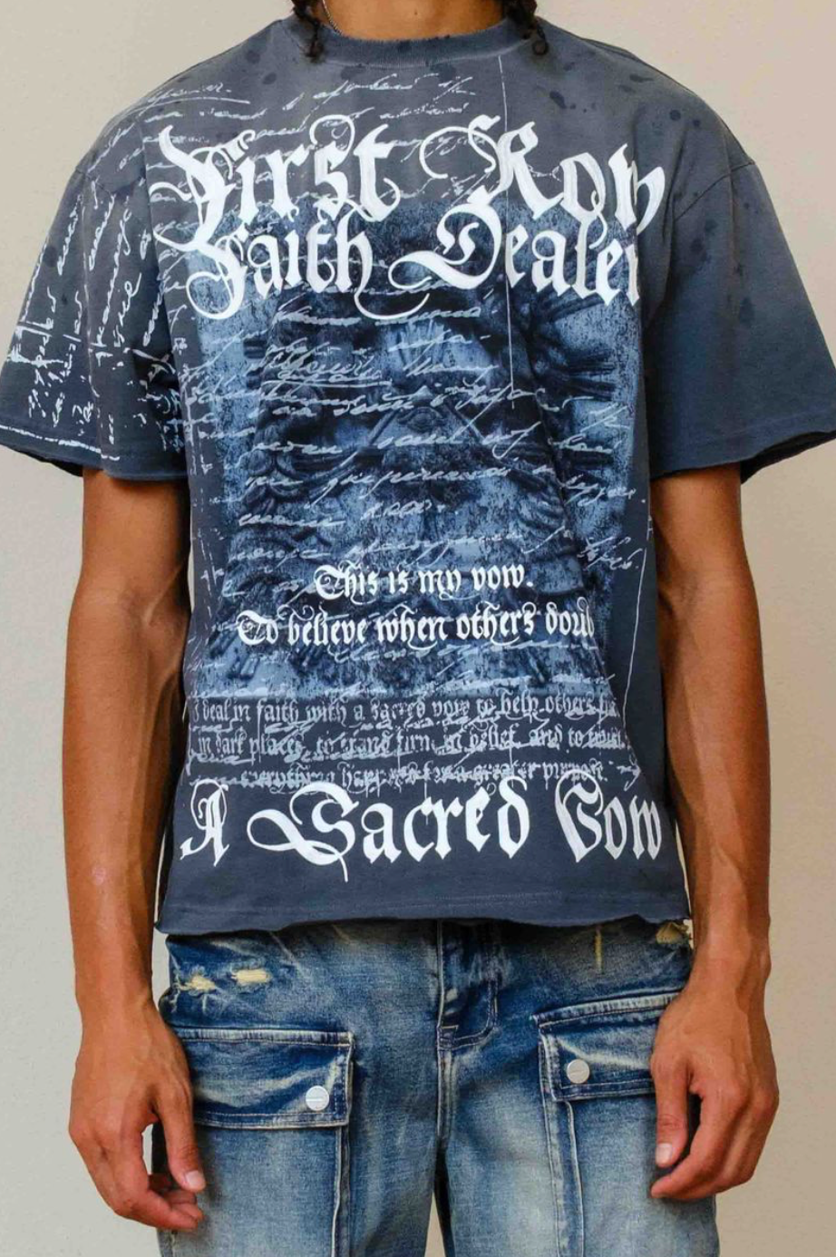 First Row Glory Graphic Tee - Wash Grey