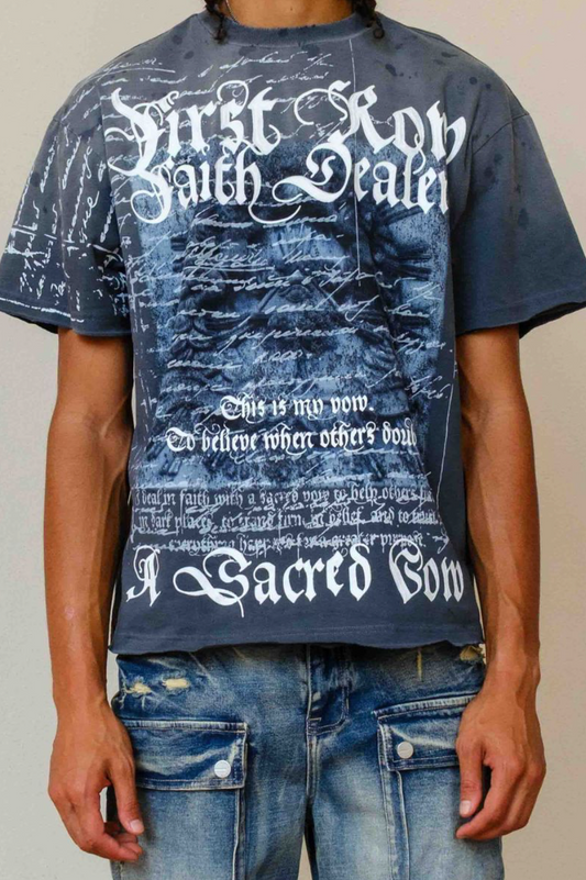 First Row Glory Graphic Tee - Wash Grey