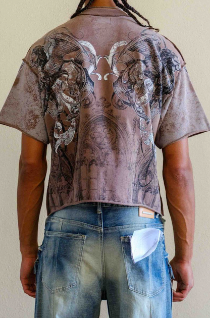 First Row Majesty Cropped Tee - Wash brown