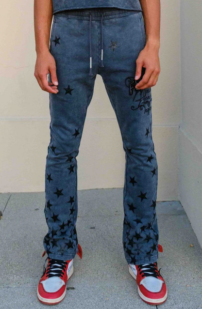 First Row Star Stacked Sweats - Dark Grey
