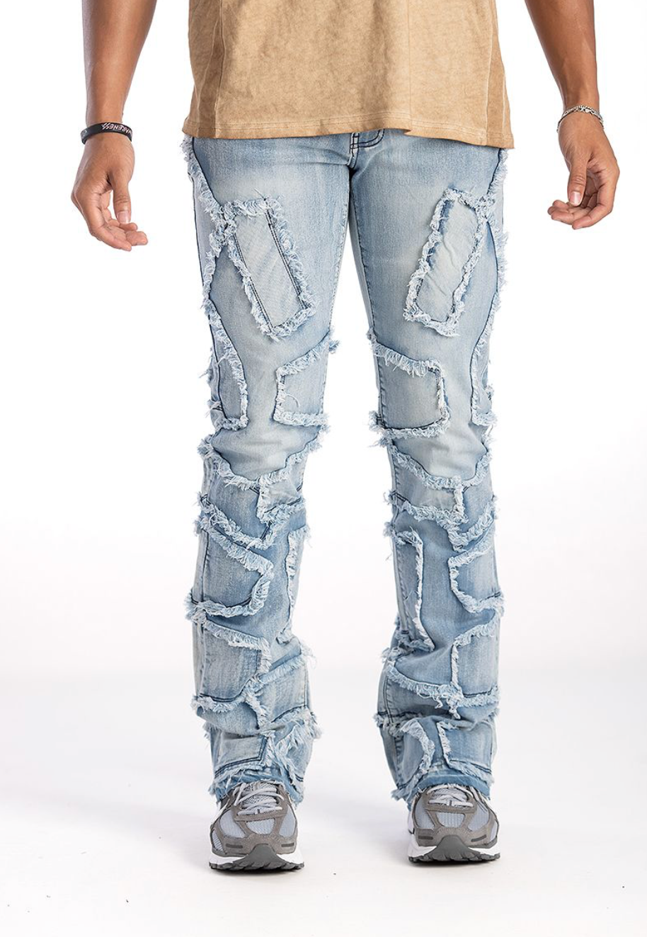 Stacked Patch Jeans - Blue