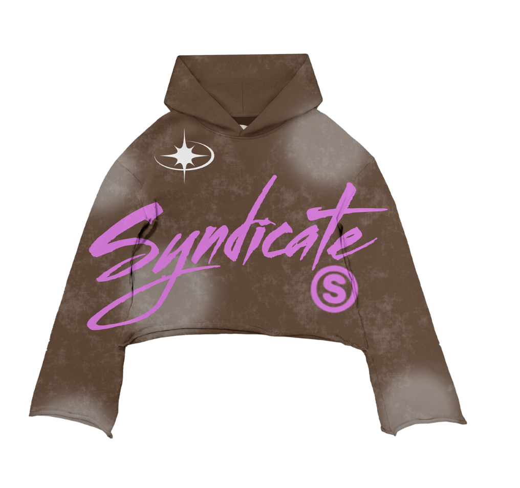 Scorpion Cropped Hoodie - Wash Brown