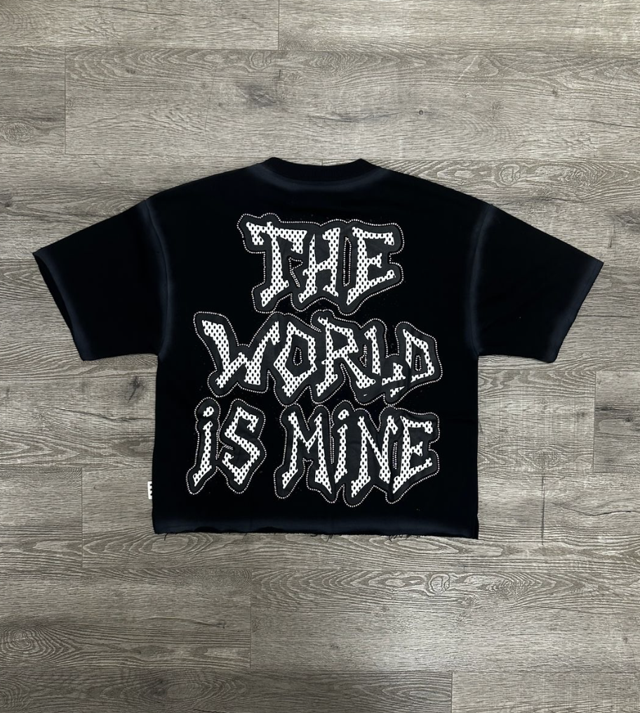 The World Is Mine F-Terry Cropped Tee - Black