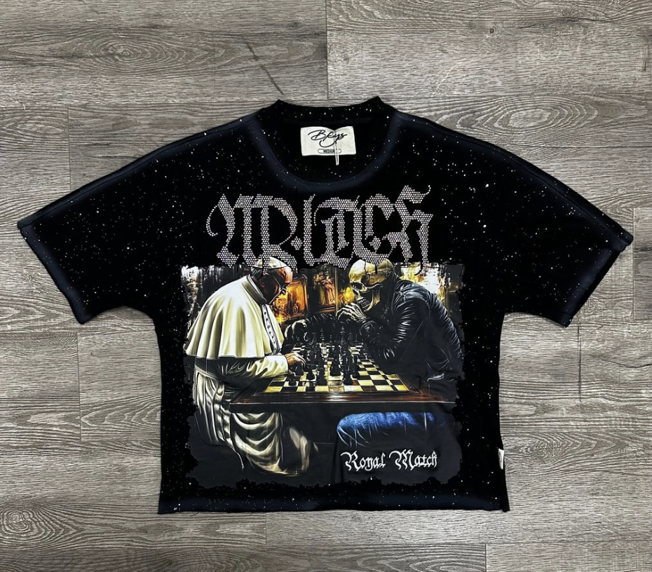 Royal Match F-Terry Cropped Tee -  Black