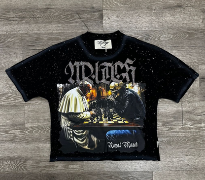 Royal Match F-Terry Cropped Tee -  Black