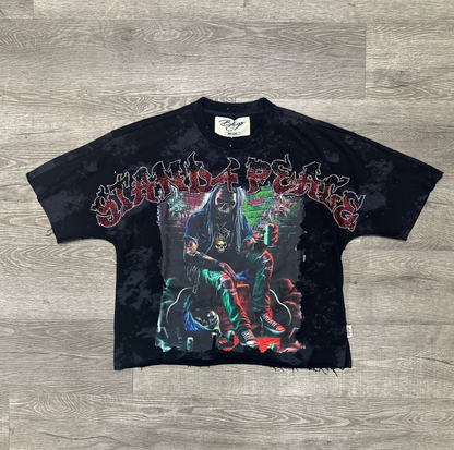 Stand 4 Peace F-Terry Cropped Tee - Black