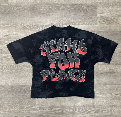 Stand 4 Peace F-Terry Cropped Tee - Black