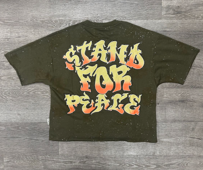Stand 4 Peace F-Terry Cropped Tee - Olive