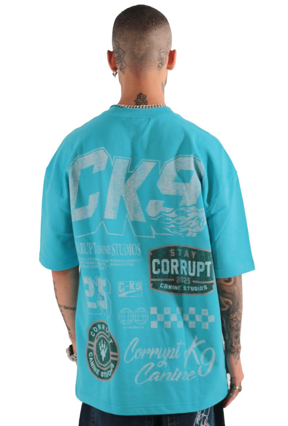 Corrupt Stay Oversized Box Tee - Sky Blue