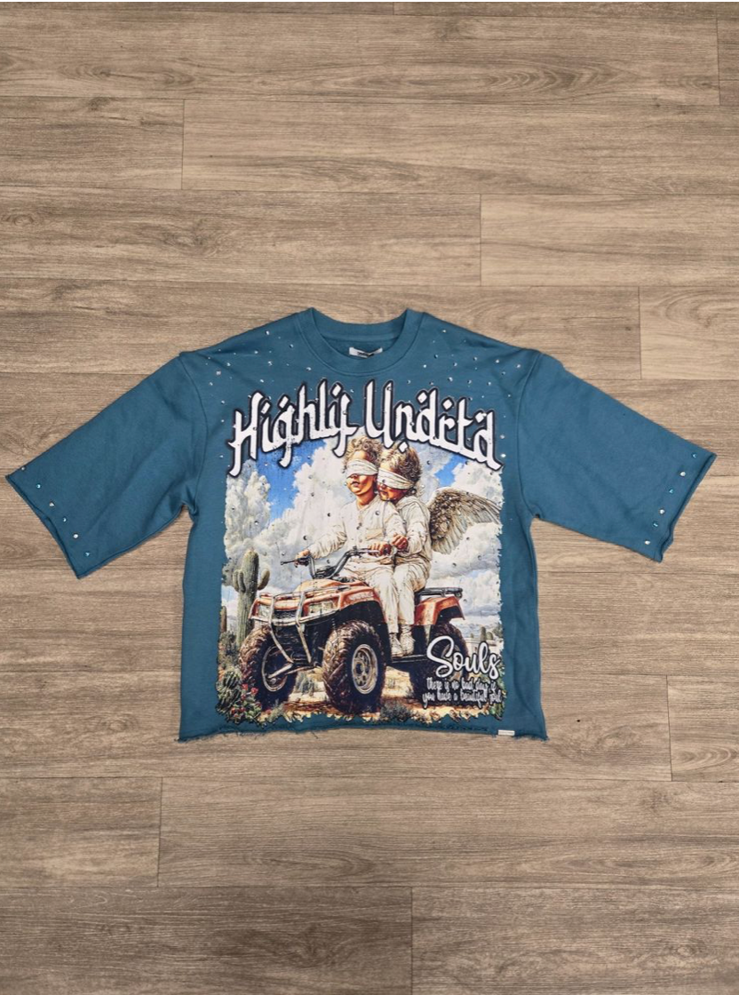 Existence Stone Cropped Tee - Blue